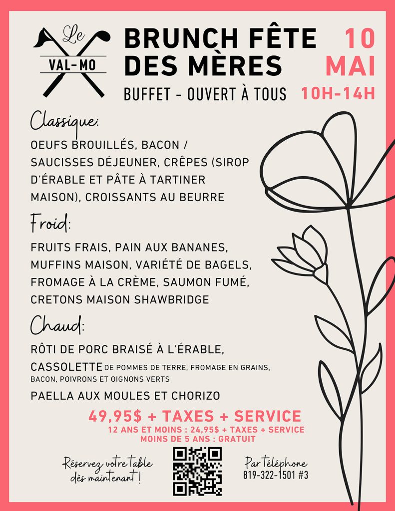 Infolettre du brunch de la fêtes des mères au Val-Mo